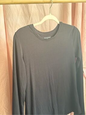 Banana Republic Black Long Sleeve Minimalist Crew Top